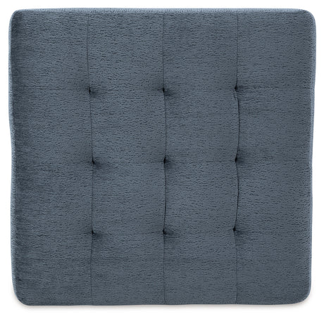 Maxon Place Navy Chenille Ottoman top view showing fabric texture