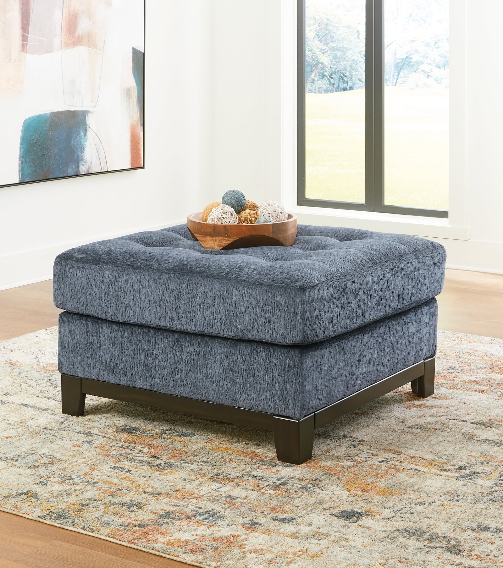 Maxon Place Navy Chenille Oversized Accent Ottoman