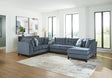 main view of Maxon Place Navy Chenille 3-Piece Sectional with Chaise sectional sofa