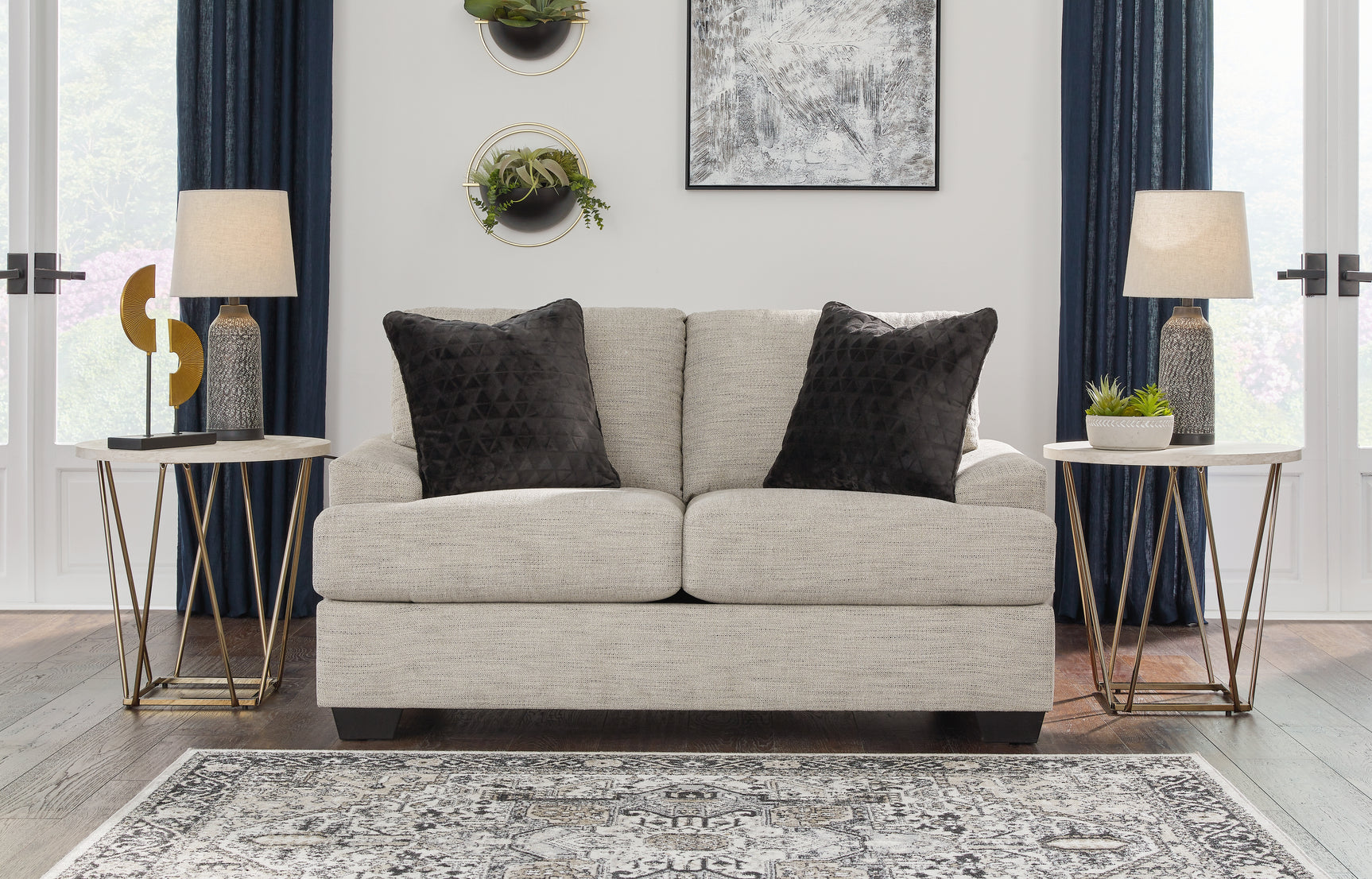 Vayda Pebble Sofa and Loveseat side angle