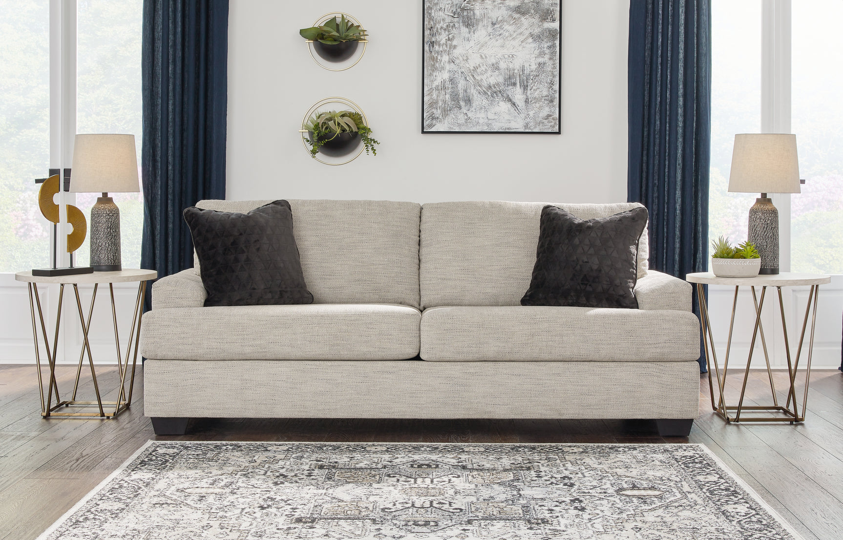 Vayda Pebble Sofa and Loveseat front main view
