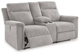 Barnsana Ash Chenille Power Reclining Loveseat With Console