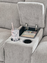 Barnsana Ash Chenille Power Reclining Loveseat With Console