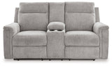 Barnsana Ash Chenille Power Reclining Loveseat With Console