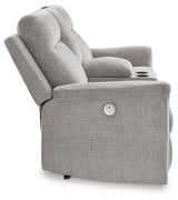 Barnsana Ash Chenille Power Reclining Loveseat With Console