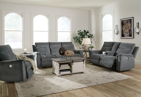 Barnsana Gravel loveseat angled view