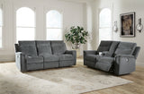 Barnsana Gravel loveseat side reclined position