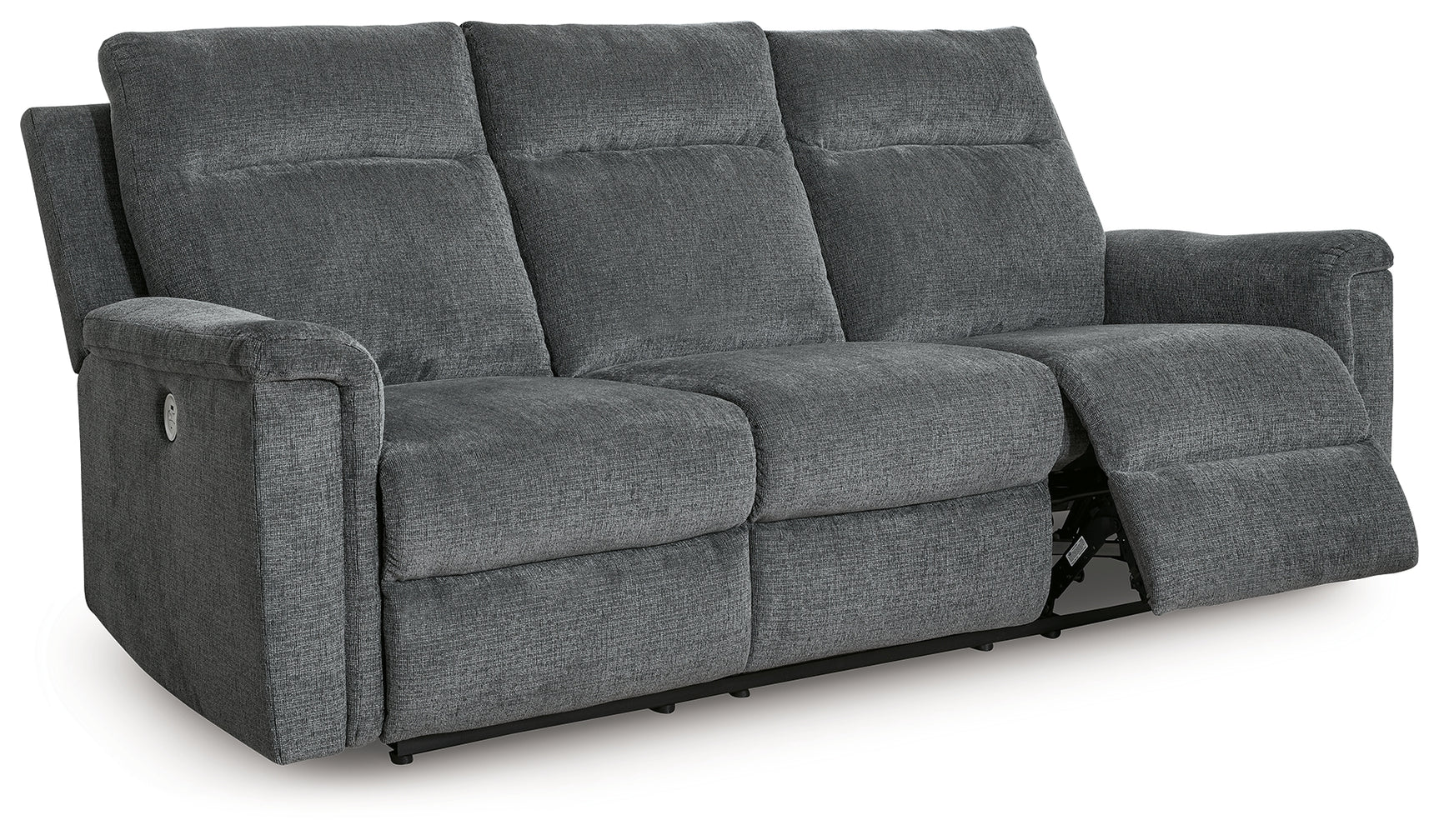 Close-up of gravel fabric upholstery on recliner
