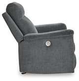 Side angle of Barnsana Gravel Chenille Power Recliner