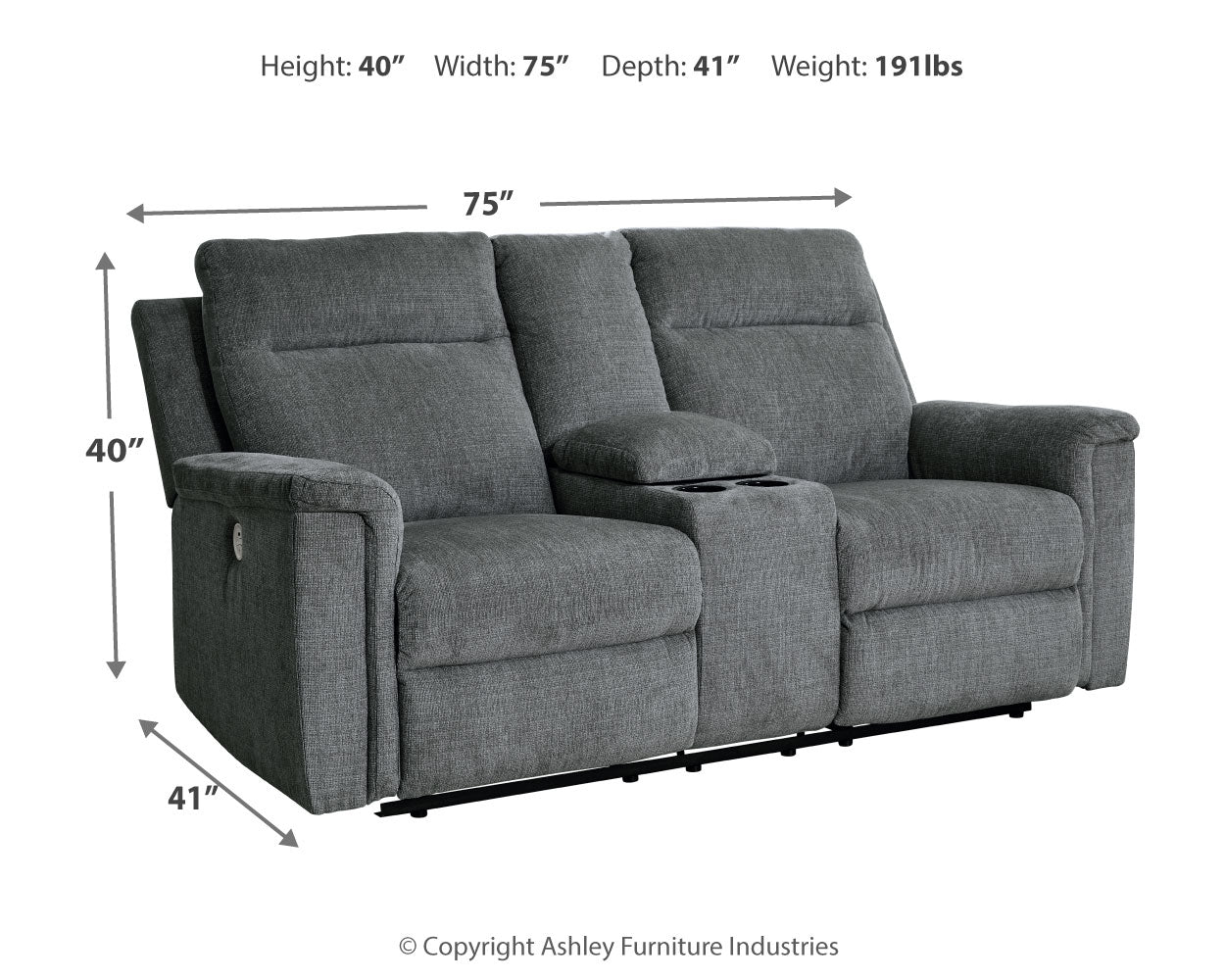 Measurement diagram for recliner