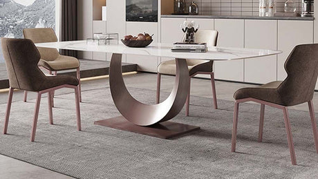 Tommy 71" white sintered stone dining table angled profile