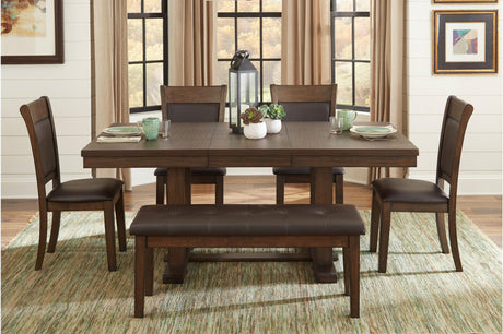Wieland dining set front view with faux leather chairs