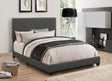 Boyd Twin Upholstered Bed with Charcoal Nailhead Trim angled view
