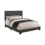 Boyd Twin Upholstered Bed with Charcoal Nailhead Trim close-up of headboard