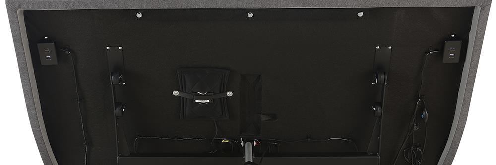 Negan Twin XL Adjustable Bed Base in grey fabric with black accents