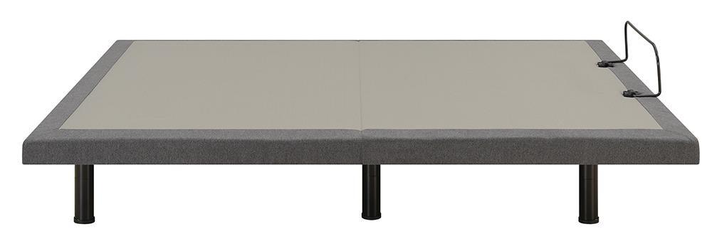 Negan Twin XL Adjustable Bed Base in grey fabric with black accents