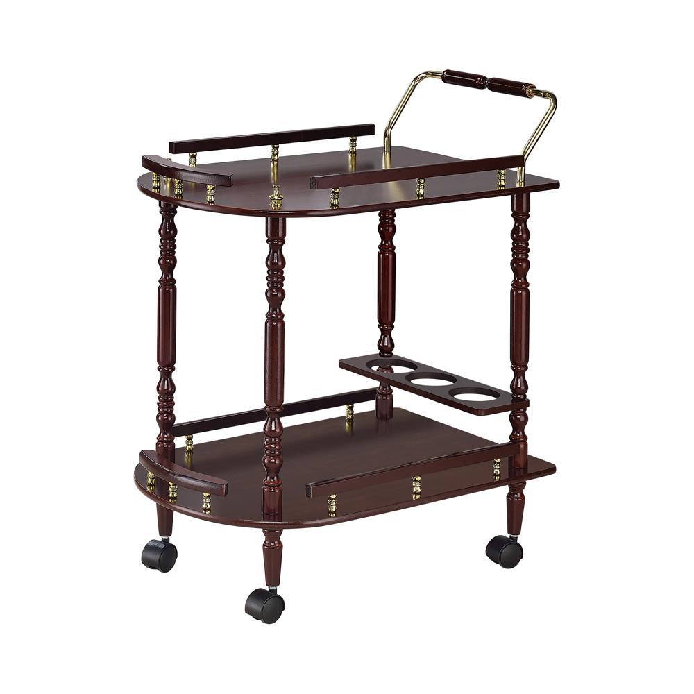 Top shelf with removable tray on Merlot and Brass Serving Cart