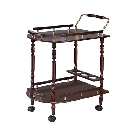 Top shelf with removable tray on Merlot and Brass Serving Cart