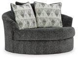 Biddeford Shadow Velvet Oversized Swivel Accent Chair angled side view