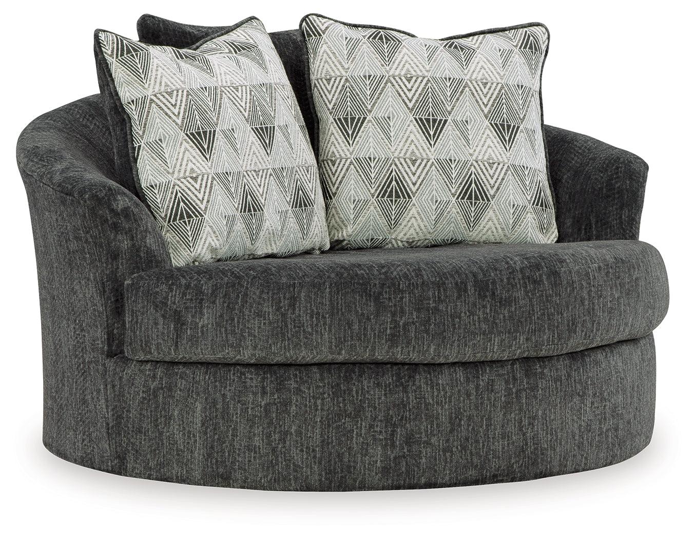 Biddeford Shadow Velvet Oversized Swivel Accent Chair angled side view