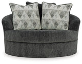 Biddeford Shadow Velvet Oversized Swivel Accent Chair head-on view