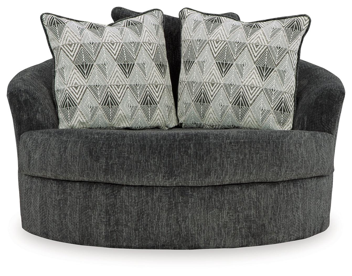 Biddeford Shadow Velvet Oversized Swivel Accent Chair head-on view