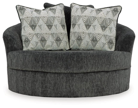 Biddeford Shadow Velvet Oversized Swivel Accent Chair head-on view