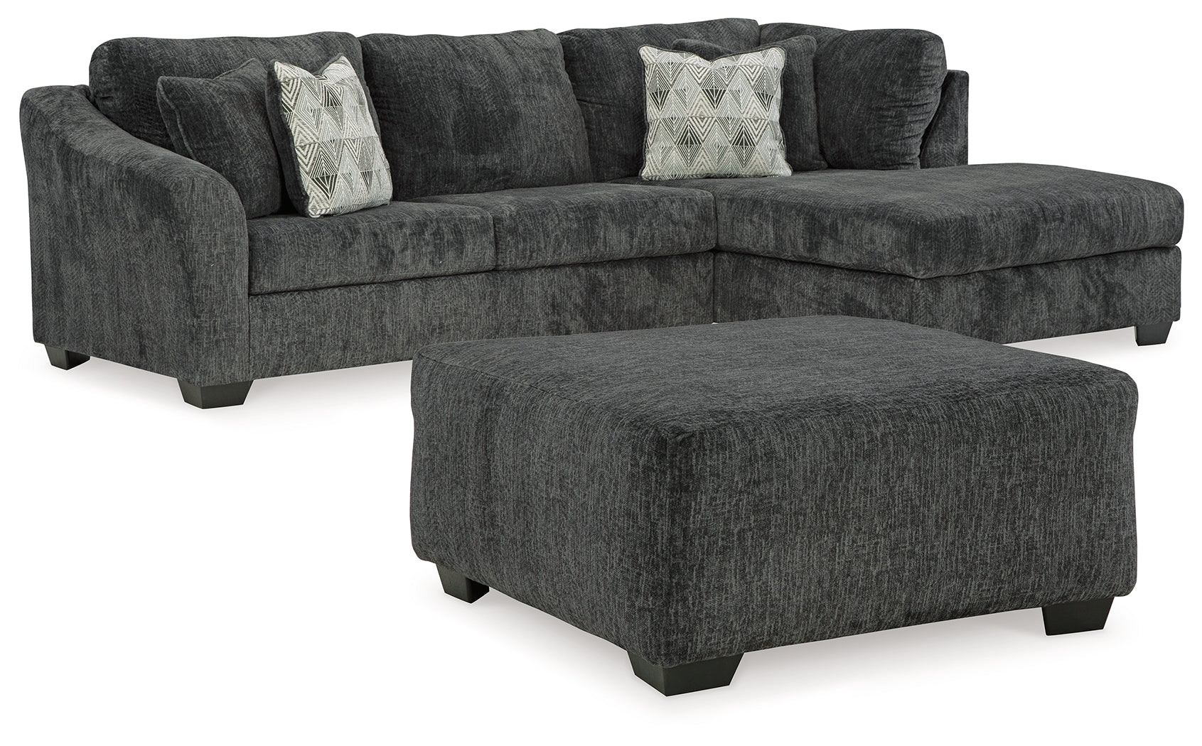 Side view of Biddeford Shadow sectional sofa with ottoman