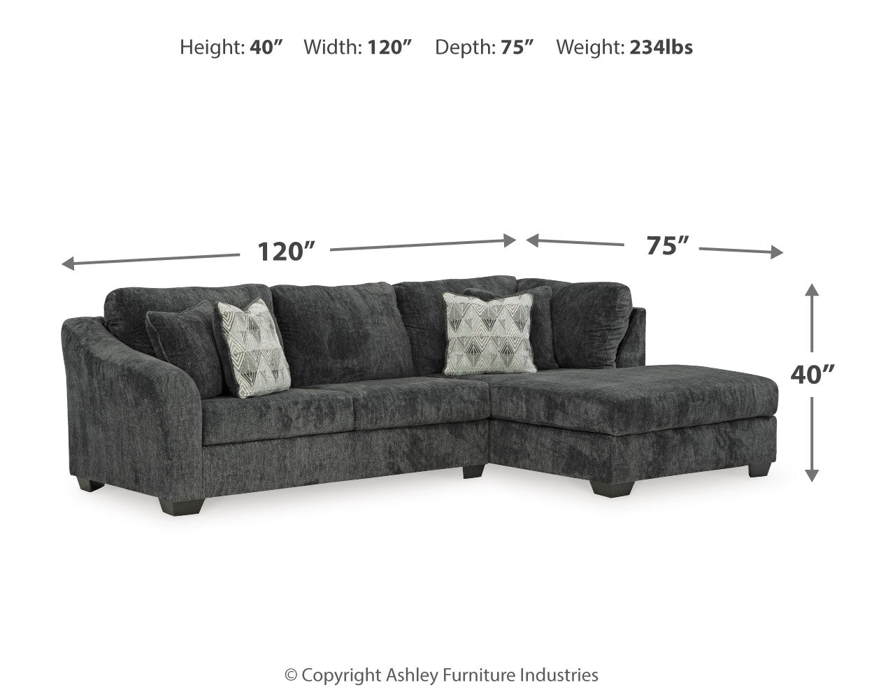 Detailed view of sectional seat cushions
