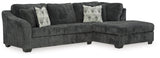 side view of Biddeford Ebony 2-Piece Sectional Sofa with Chaise sectional sofa