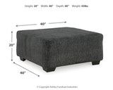 Living room setup with Biddeford Shadow sectional and ottoman