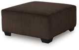 Kimlee oversized ottoman head-on view showing chocolate velvet upholstery