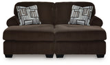 Side profile of Kimlee Chocolate Velvet 2-Piece Super Chaise sectional