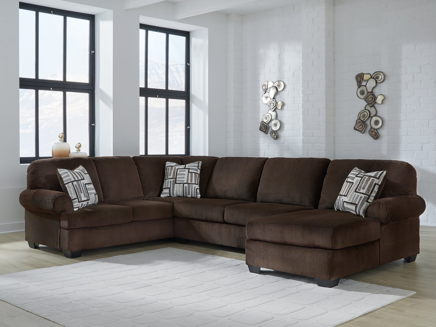 Additional main view of Kimlee Chocolate Velvet 3-Piece Sectional