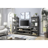 Fairhope Black Metal Faux Marble And Metal Side Pier 4 Fixed Faux Marble Shelves - Ella Furniture