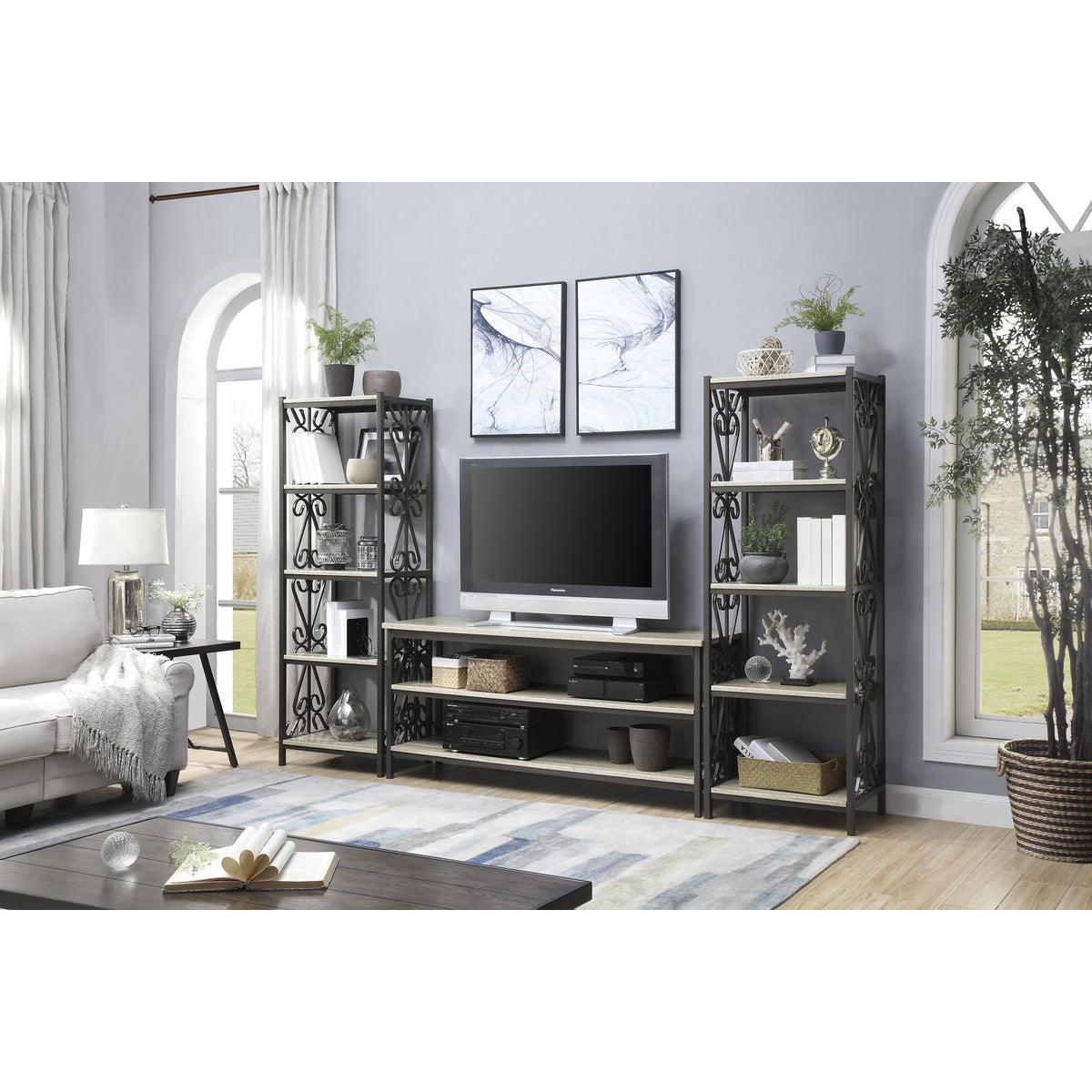 Fairhope Black Metal Faux Marble And Metal Side Pier 4 Fixed Faux Marble Shelves - Ella Furniture