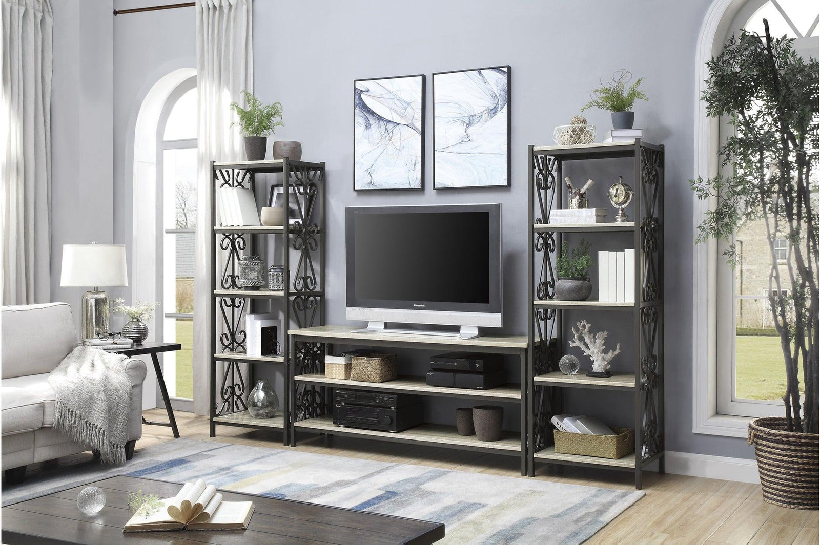 Fairhope Feminine Modern Sleek Faux Marble Metal Storage Tv Stand/sofa Table - Ella Furniture