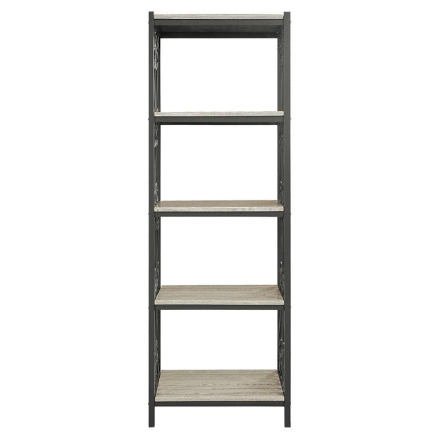 Fairhope Black Metal Faux Marble And Metal Side Pier 4 Fixed Faux Marble Shelves - Ella Furniture