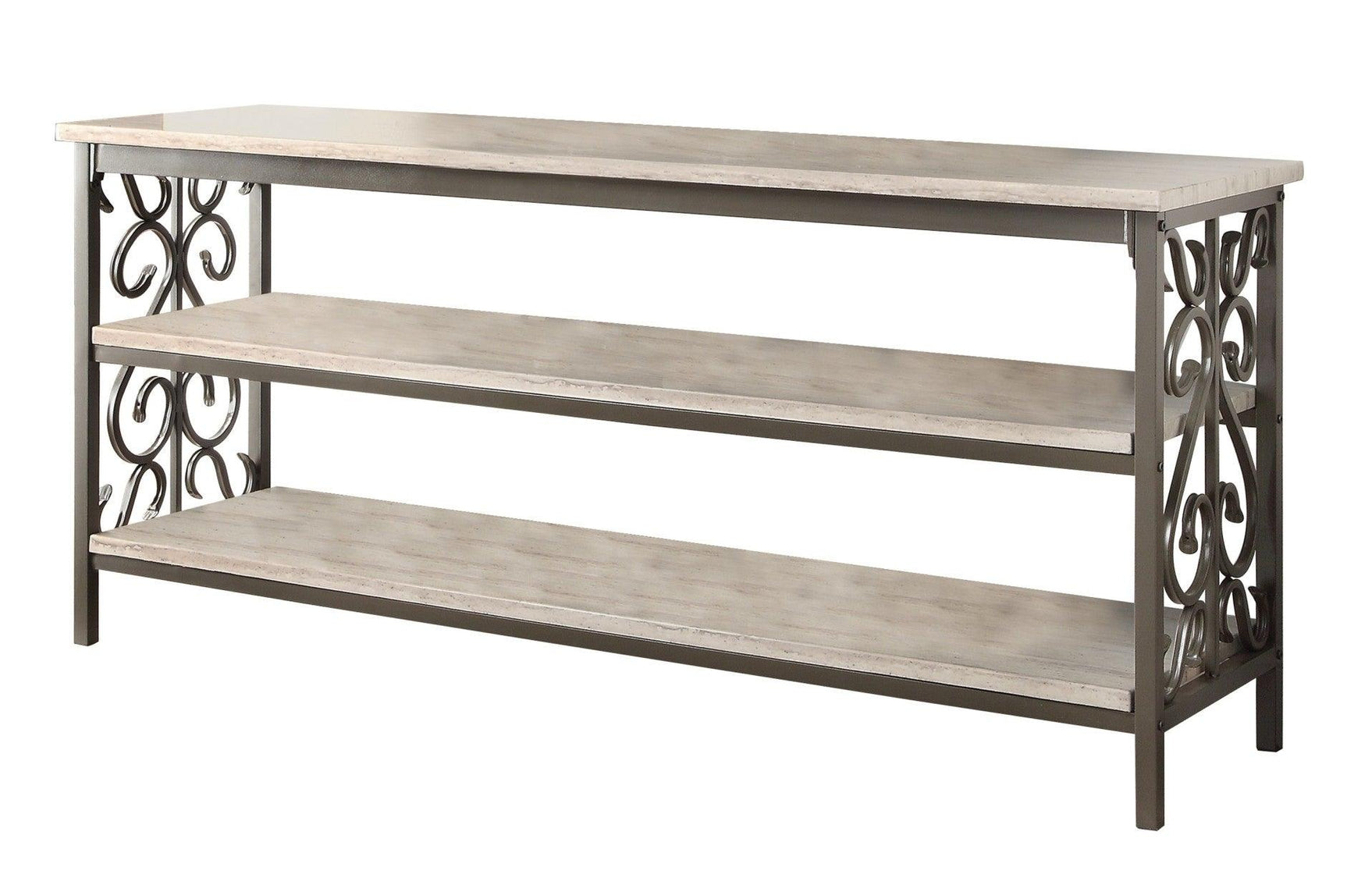Fairhope Feminine Modern Sleek Faux Marble Metal Storage Tv Stand/sofa Table - Ella Furniture