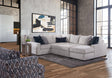 Behold Gray Sectional sofa front view in stone fabric