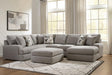 Lindon Smoke 3-Piece Sectional with Chaise and Oversized Accent Ottoman — product view