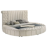 Side angle of Sonya Upholstered Queen Round Storage Bed Ivory