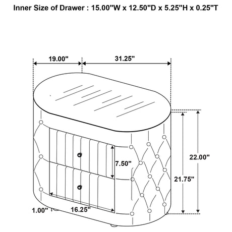 Sonya nightstand drawer glide mechanism
