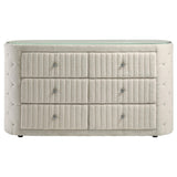 Drawer detail with crystal-inspired hardware and vertical channeling