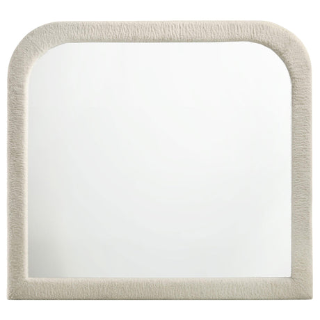 Sonya bedroom mirror side angle highlighting tuft detail