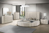 Sonya vertical ivory boucle bedroom mirror