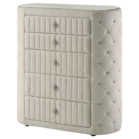 Top view showing tempered glass surface of Sonya chest