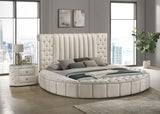 Sonya ivory upholstered 2-drawer nightstand with glass top