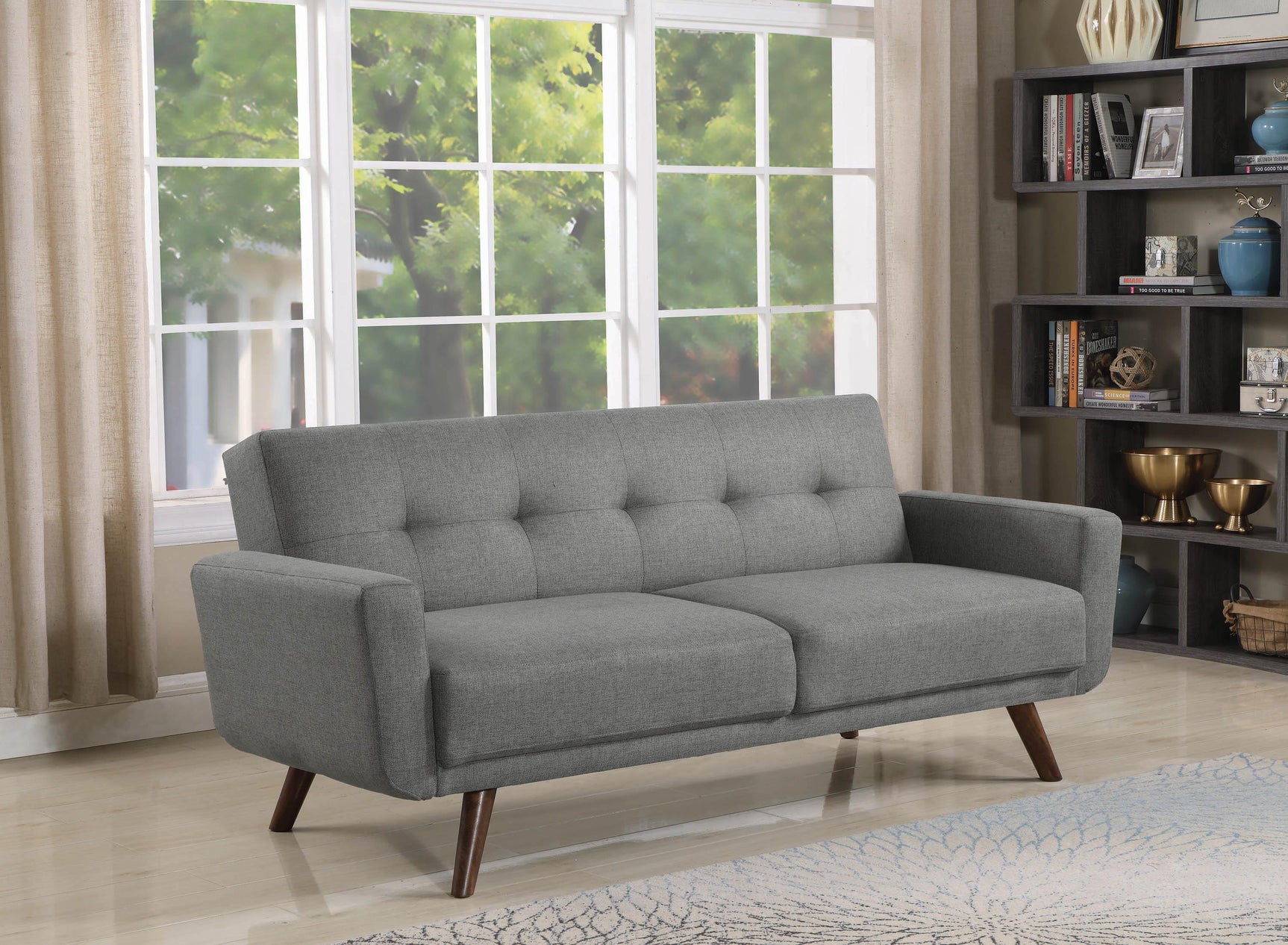 Hilda Tufted Upholstered Sofa Bed Grey - Ella Furniture