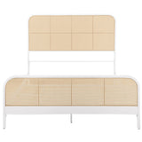 Side angle of Lanewood white rattan metal king bed